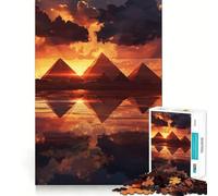Pyramides au Coucher du Soleil Puzzle de 1000 pièces pour Adultes Jeu de réflexion Découpe précise Pièce d'art de qualité (50x75cm)