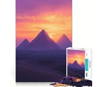 Pyramides au Coucher du Soleil Puzzle de 1000 pièces pour Adultes Jeu Intelligent Activité à Domicile Découpe précise Décoration Murale (50x75cm)