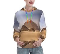 Pyramides de l'Égypte Imprimée Femmes Mode Sweats à Capuche Sweats à Capuche Sweats Doux Automne Hiver Pull Tops Pulls Tenues, Noir , M