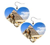 Pyramides d'Égypte Boucles d'oreilles élégantes en cuir en forme de cœur - Accessoires tendance et uniques pour un usage quotidien, taille unique