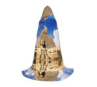 (Pyramides d'Égypte) Cape à capuche imprimée pour adolescents fête costumée Halloween Cape à capuche douce et élastique, M