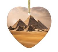 Pyramides d'Égypte - Décoration de Noël en céramique double face en forme de cœur