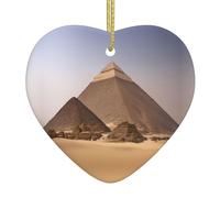 Pyramides d'Égypte - Décoration de Noël en céramique double face en forme de cœur