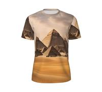 Pyramides d'Égypte Imprimé Élégant Hommes T-shirts d'été Entraînement Course Entraînement Vêtements d'exercice Respirant, Noir , L