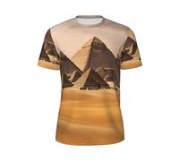 Pyramides d'Égypte Imprimé Hommes Confort Manches Courtes Mode Léger T-Shirt Gym Running Casual Wear, Noir/blanc, L