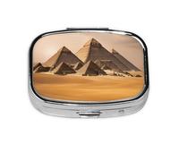 Pyramides d'Égypte Mini pilulier carrée en métal plaqué fer pour la maison, les voyages