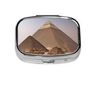 Pyramides d'Égypte Mini pilulier carrée en métal plaqué fer pour la maison, les voyages