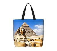 Pyramides d'Égypte - Sac fourre-tout réutilisable en toile pour femme - Grande pochette en toile portable avec poche intérieure