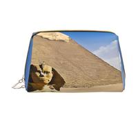 Pyramides d'Égypte - Trousse de maquillage en cuir synthétique avec poche zippée - Organiseur compact pour voyage/sac à main, blanc, Taille unique