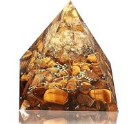 Pyramides d'orgone de l'Arbre de Vie en citrine avec yeux de tigre - pyramides de cristaux de guérison énergétique positive pour réduire le stress, méditation chakra reiki, attirent la chance et le