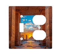 Pyramides égyptiennes pour interrupteur - Scène de désert coucher de soleil pour décoration d'intérieur, plaques murales en thermoplastique - Taille standard - Duplex à bascule