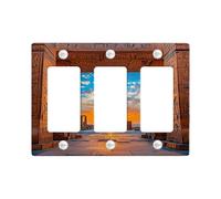 Pyramides égyptiennes pour interrupteur - Scène du désert coucher de soleil pour décoration d'intérieur - Plaques murales thermoplastiques - Taille standard - Plaque murale à 3 interrupteurs