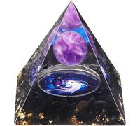 Pyramides en cristal d'orgonite Fleur de vie pour énergie positive, quartz rose et pierres bleues qui favorisent la richesse, la prospérité et attirent le succès (Tai Chi)