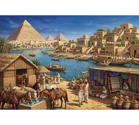 Pyramides et Nil en Égypte Puzzle 1000 Pièces Adultes Et Enfants, Déco Murale,Premium,Carton,Défi,Jeu Éducatif,Dès 14 Ans,Anti-Stress,Détente,Casse-tête 52x38cm