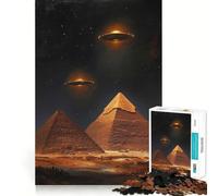 Pyramides et OVNIs la Nuit Puzzle de 1000 pièces pour Adultes Jeu de réflexion Découpe précise Pièce d'art de qualité (38x26cm)