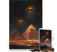 Pyramides et OVNIs la Nuit Puzzle de 1000 pièces pour Adultes Jeu de réflexion Découpe précise Pièce d'art de qualité (38x26cm)
