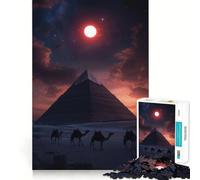 Pyramides sous la Lune Rouge Puzzle 1000 pièces pour Adultes Jeu de réflexion et Anti-Stress Décoration Murale Transparente (38x52cm)