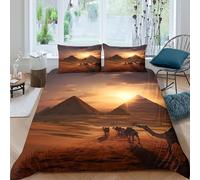 Pyramids coucher de soleil Linge de Lit 3 pièces 3D Imprimée Résistante Ancient egypt landscape Housse de Couette avec 2 Taies d'oreiller Léger for Décoration de Chambre Super king（260x220cm）