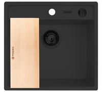 Pyramis Camea évier en granit avec égouttoir 53x50 cm noir 070168302WD