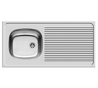 Pyramis International (100 x 50) 1b 1D Évier en acier inoxydable lisse, 100100002