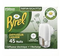 Pyrel Diffuseur Electrique Liquide - Répulsif Moustiques 45 Nuits - Parfum Eucalyptus -1 Diffuseur + 1 Recharge
