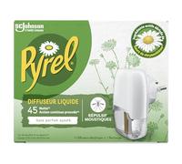 Pyrel Diffuseur Electrique Liquide - Répulsif Moustiques 45 Nuits - Sans Parfum - 1 Diffuseur + 1 Recharge