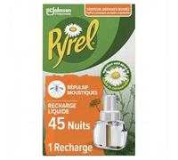 Pyrel Recharge Diffuseur Électrique Liquide - Répulsif Moustiques 45 Nuits - Senteur Agrumes Boisés - 1 Recharge