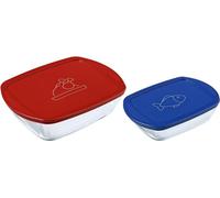 Pyrex 2x Cook & Store bocal de conservation résistant au four 1,2 L +2,5 L