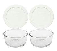 Pyrex 7200 Bol en verre 2 tasses et couvercle de rechange 7200-PC blanc pour stockage des aliments (lot de 2) - Fabriqué aux États-Unis
