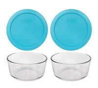Pyrex 7201 Lot de 2 bols en verre 4 tasses et couvercle bleu surf 7201 - Fabriqué aux États-Unis