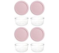 Pyrex 7201 Lot de 4 bols en verre et couvercle rose Loring 7201 - Fabriqué aux États-Unis