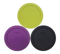 Pyrex 7201-PC Lot de 3 Couvercles Rond 4 Gobelets 1 Violet/1 Noir et 1 Vert Edamame
