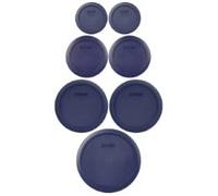 Pyrex 7202-PC, 7200-PC, 7201-PC, 7402-PC Dark Blue Lot de 7 couvercles de rangement en plastique, fabriqués aux États-Unis