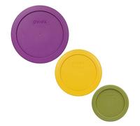 Pyrex 7202-PC Couvercles de rechange pour conservation des aliments - Vert olive, 7200-PC 2 tasses jaune beurre et 7201-PC 4 tasses violet chardon - Fabriqué aux États-Unis