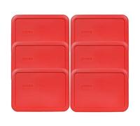 Pyrex 7210-PC 3 Cup Red Rectangle Plastic Food Storage Lid - 6 Pack