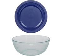 Pyrex 7404 Bol mélangeur en verre sculpté de 4,5 l et couvercle bleu 7404-PC - Fabriqué aux États-Unis
