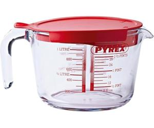 Pyrex 8022313 Classic Broc mesureur en verre avec couvercle 1L, Transparent, 20,9 x 16,1 x 11,2 cm