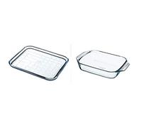 Pyrex - Bake & Enjoy - Plaque de Cuisson en Verre 32x26 cm & Irresistible - Plat à Four Rectangulaire en Verre, 27 x 17 cm