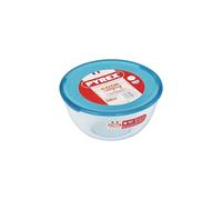 Pyrex Bol 2 l avec couvercle en verre borosilicate résistant aux taches, Transparent, Vert