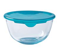Pyrex Bol 2 l avec couvercle en verre borosilicate résistant aux taches, Transparent, Vert