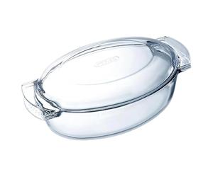 Pyrex - Cocotte en Verre 4,5L - Cocotte Ovale Grand Format - Verre Borosilicate - Résistance Thermique Extrême jusqu’à 350°C - Ustensile de Cuisine avec Poignées Intégrées