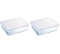 Pyrex - Cook & freeze - Plat Rectangulaire avec Couvercle Multicolore 27x22 cm (Lot de 2)