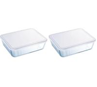 Pyrex - Cook & freeze - Plat Rectangulaire en Verre avec Couvercle Multicolore 0.80 L / 19x14 cm (Lot de 2)