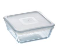 Pyrex Cook&Freeze Quadratischer Behälter mit Deckel, 14 x 14 cm - 0,85 l, besonders widerstandsfähig, backofenfest, Borosilikatglas