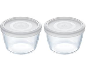Pyrex Cook&Freeze Récipient Rond avec Couvercle 12 cm-0,6 L, Verre Borosilicate Extra résistant, adapté au Four (Lot de 2)