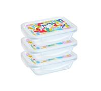 Lunch box - PYREX - Lot de 3 boîtes en verre - Rectangulaire - Couvercle hermétique - Design abstrait - 0.80 L
