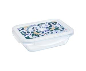 PYREX Cook & Go - LunchBox Rectangulaires Couvercle hermétique coloré - 0,8L - Verre Borosilicate - Compatible four, micro-ondes et lave-vaisselle - Made in France (Floral)