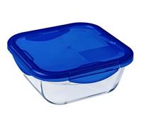 PYREX COOK&GO Plat de conservation carré 1 9l 21cm + Couvercle bleu