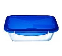 PYREX COOK&GO Plat de conservation rectangulaire 1,7l 24x18cm + Couvercle bleu Bleu G