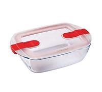 Pyrex - Cook & Heat - Plat Rectangulaire en Verre avec Couvercle Hermétique Spécial Micro-ondes - Boîte de conservation - Cuisinez au four, Conservez et Réchauffez, 23 x 15 x 7cm
